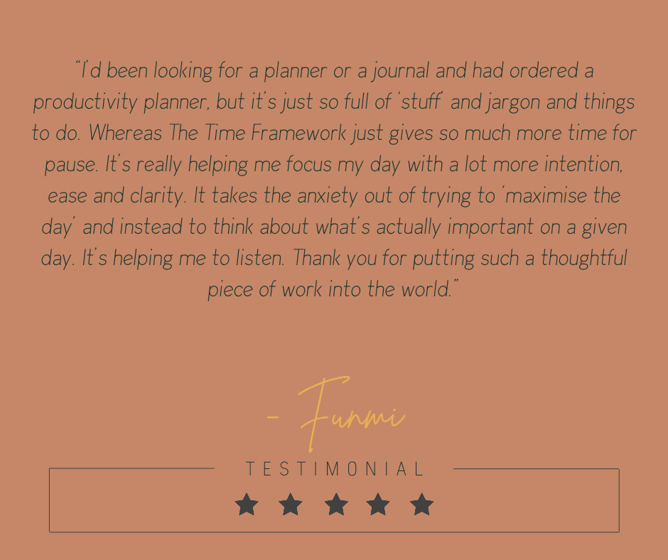 Testimonial from Funmi about The TIME Framework